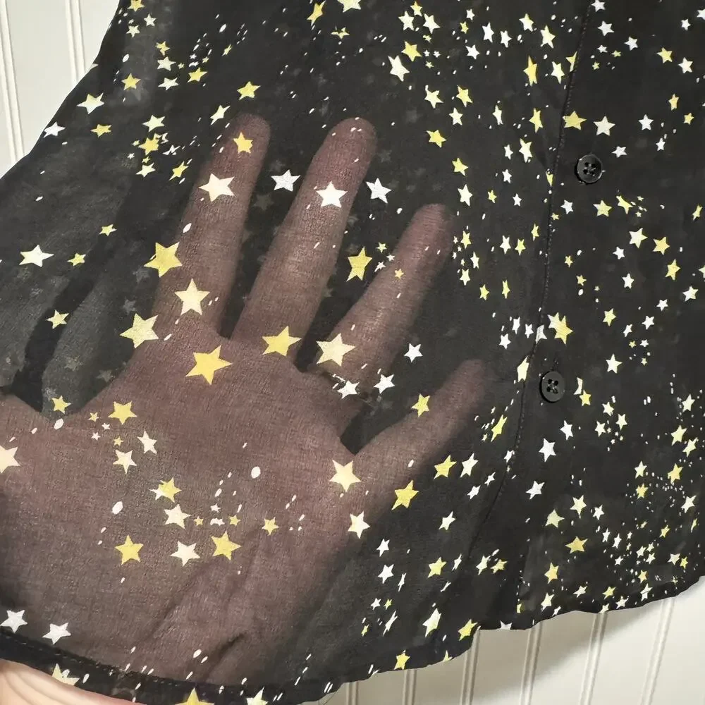 Cabi Galaxy Star Print Sheer Blouse Size XL
